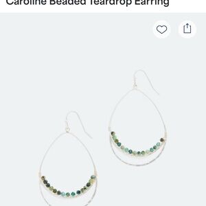 Caroline Silver and Green Beaded Teardrop Earrings